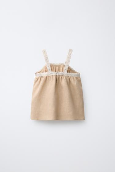 TOP EN CROCHET 100 % LIN - Marron clair de Zara - Image 1