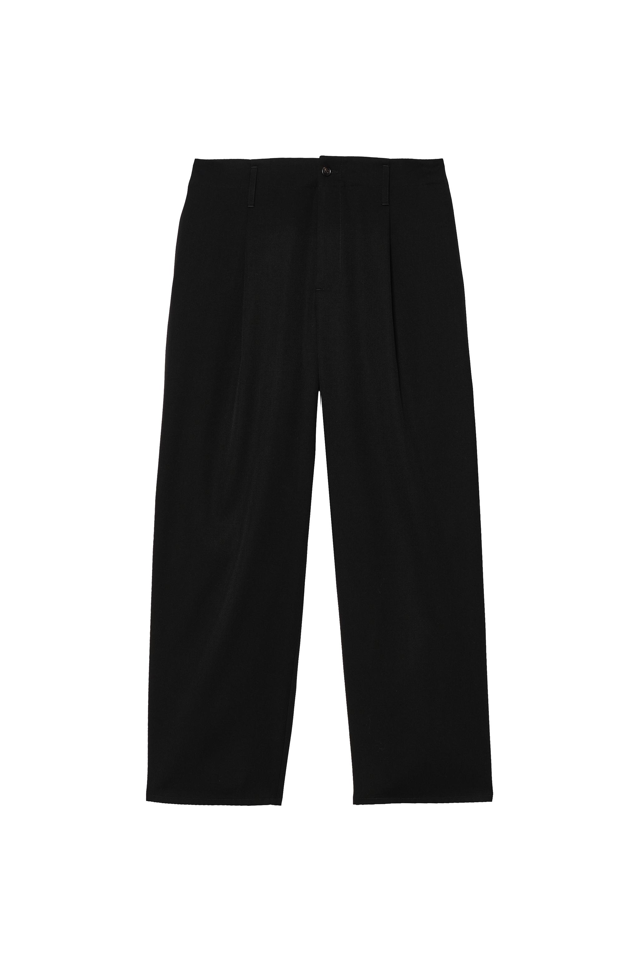 100% WOOL SUIT STRAIGHT FIT PANTS — Black