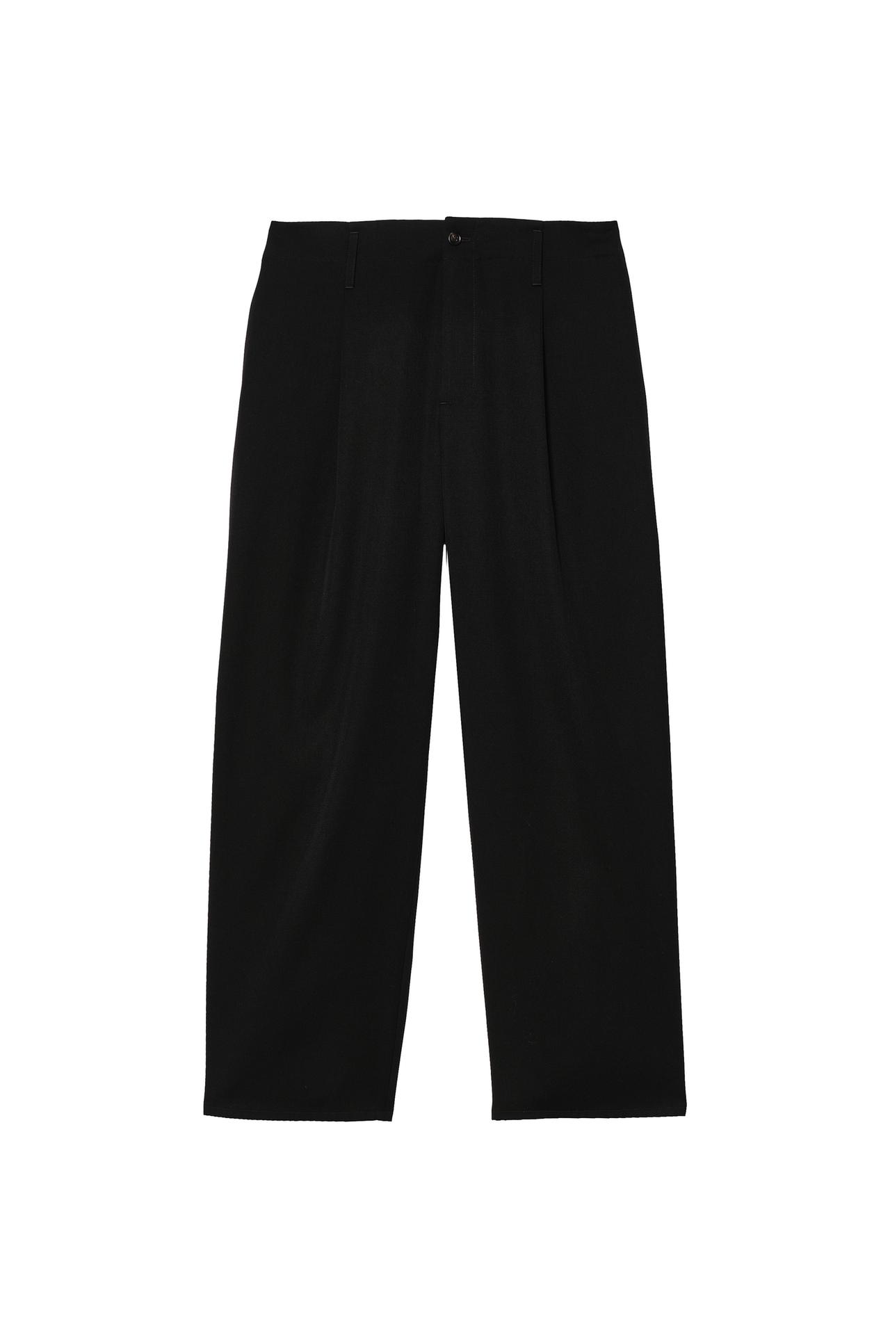 100% WOOL SUIT STRAIGHT FIT PANTS — Black