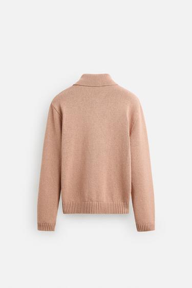 CARDIGAN STRUCTURÉ EN MÉLANGE DE COTON - Rose poudré de Zara - Image 9