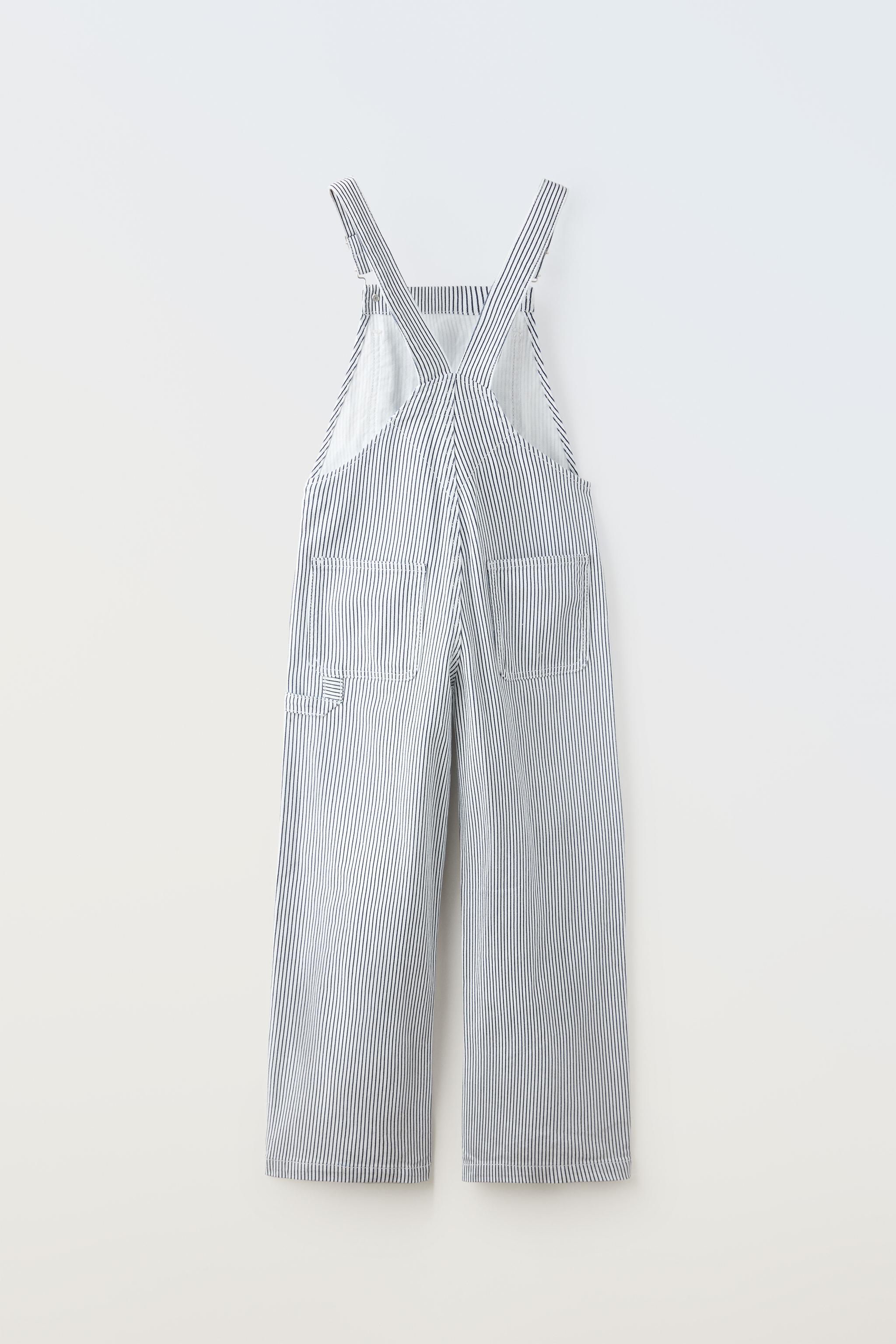 STRIPED DENIM FULL LENGTH OVERALLS