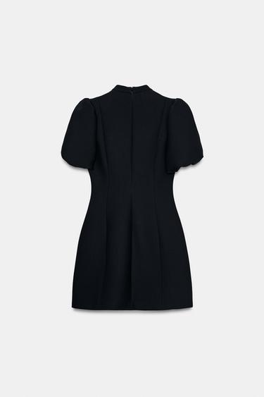 Zara SHORT PUFF SLEEVE DRESS - Black
