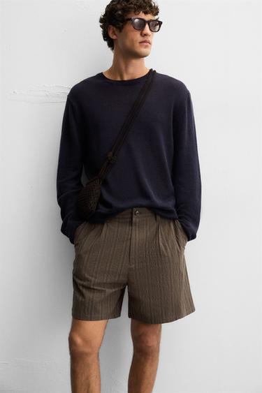 BERMUDA REGULAR FIT RAYURES - Marron de Zara - Image 5