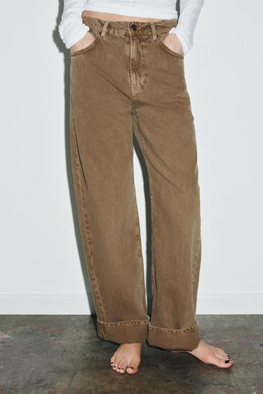 ZW COLLECTION BAGGY MID-RISE JEANS - Brown by Zara
