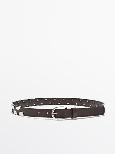 Zara Belt with metal appliqués - Brown