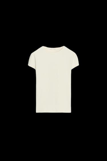 Zara SLIM FIT SHORT SLEEVE T-SHIRT - Ecru - Image 0
