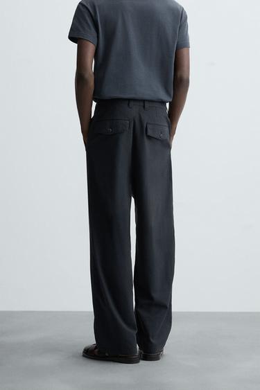 PANTALON REGULAR FIT STRUCTURÉ - Bleu marine de Zara - Image 2