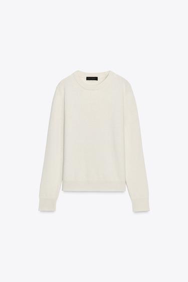 CASHMERE AND WOOL BASIC SWEATER - Ecru by Zara