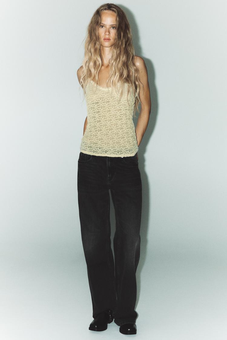 TOP ENCAJE TIRANTES Crudo ZARA Chile