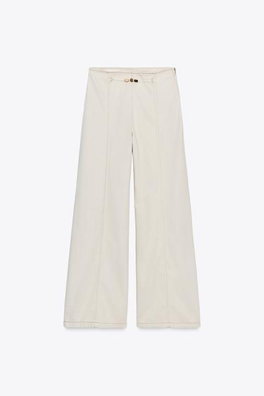 JEANS Z1975 WIDE LEG TIRO ALTO ABALORIOS - Crudo de Zara