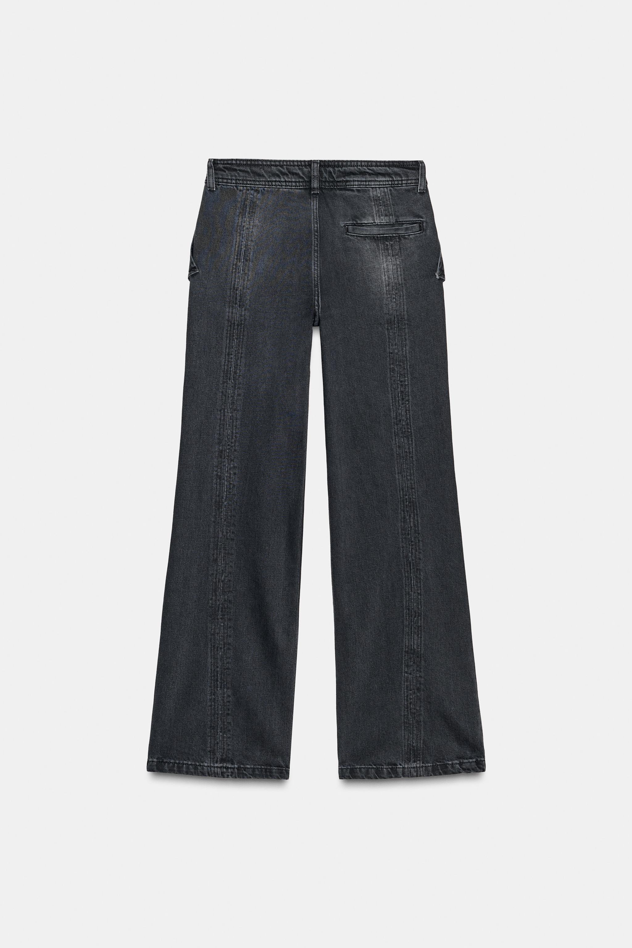 ZW COLLECTION MID-RISE WIDE LEG JEANS WITH ZIPPERS