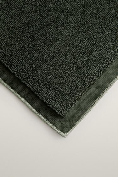 COTTON OVERLOCK BATH MAT — Dark green 2