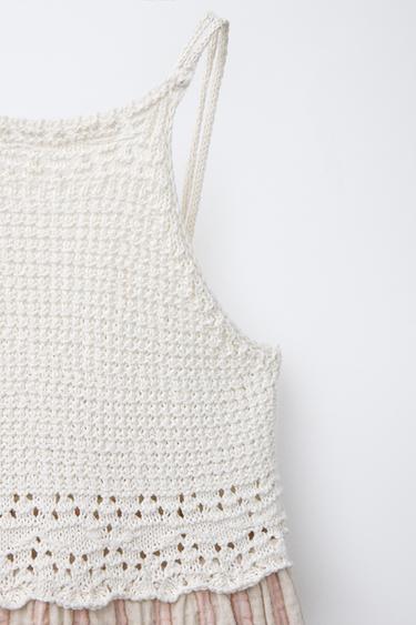 TEXTURED CROCHET KNIT DRESS - Ecru by Zara - Image 2