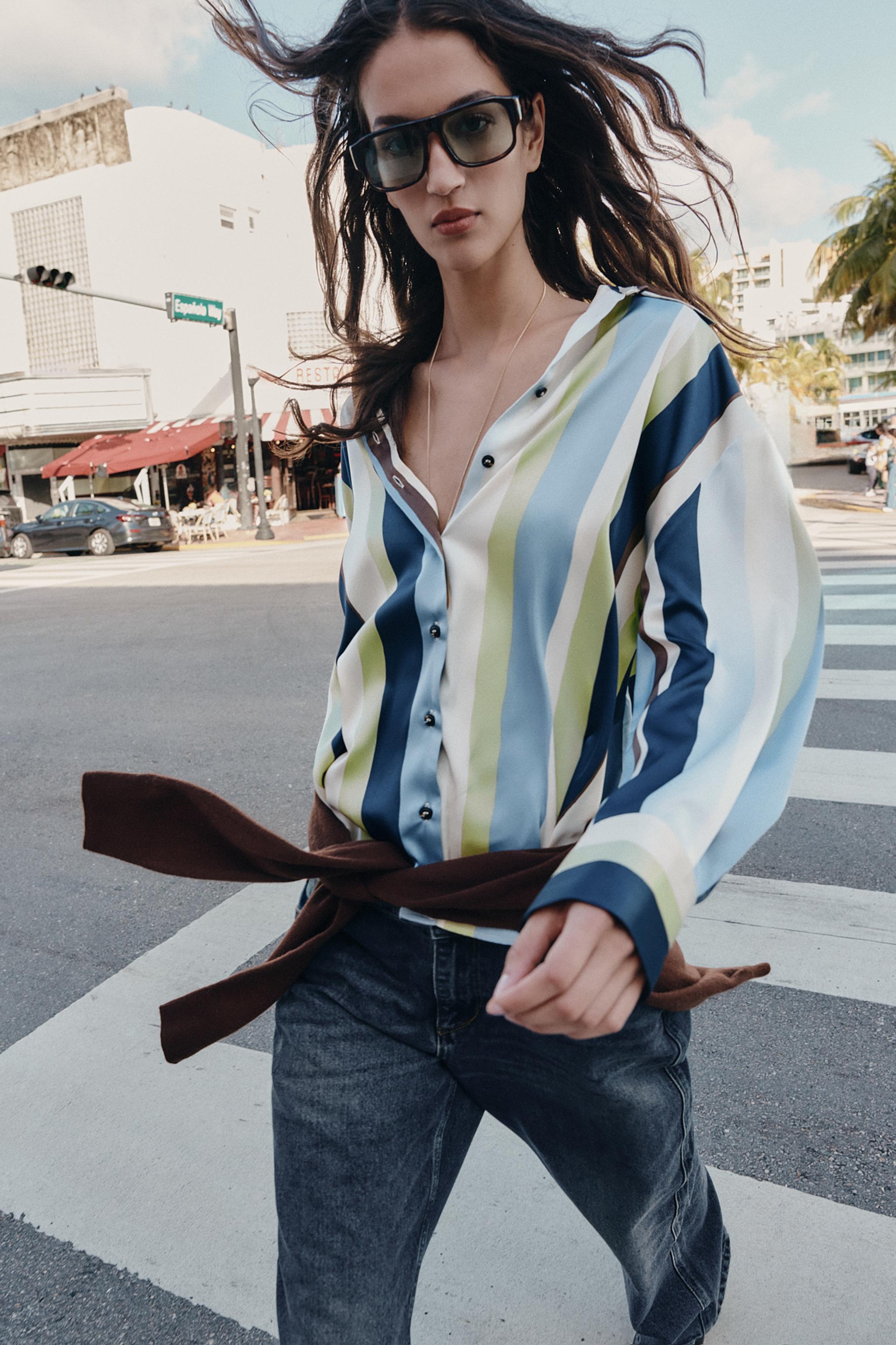 STRIPED SATIN EFFECT SHIRT