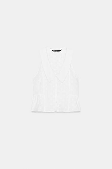 TOP BORDADOS PERFORADOS - Blanco de Zara - Imagen 0