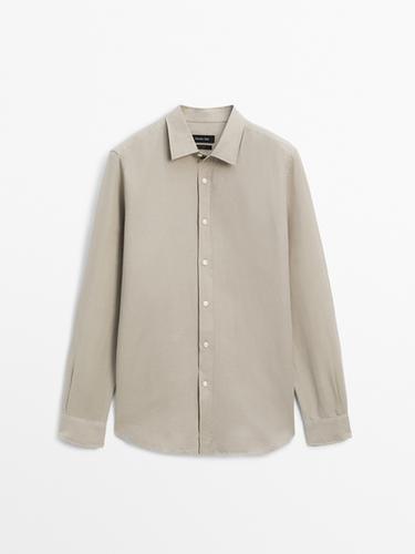 Zara Regular fit cotton blend shirt - Beige