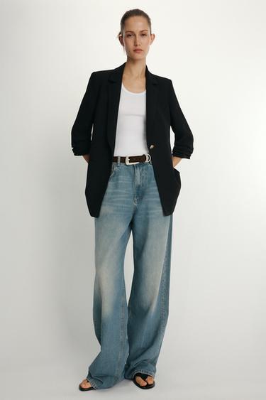 DRAPED SLEEVE BLAZER - Black by Zara