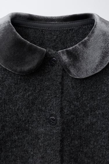 VELVET PETER PAN COLLAR CARDIGAN - Dark grey by Zara - Image 2