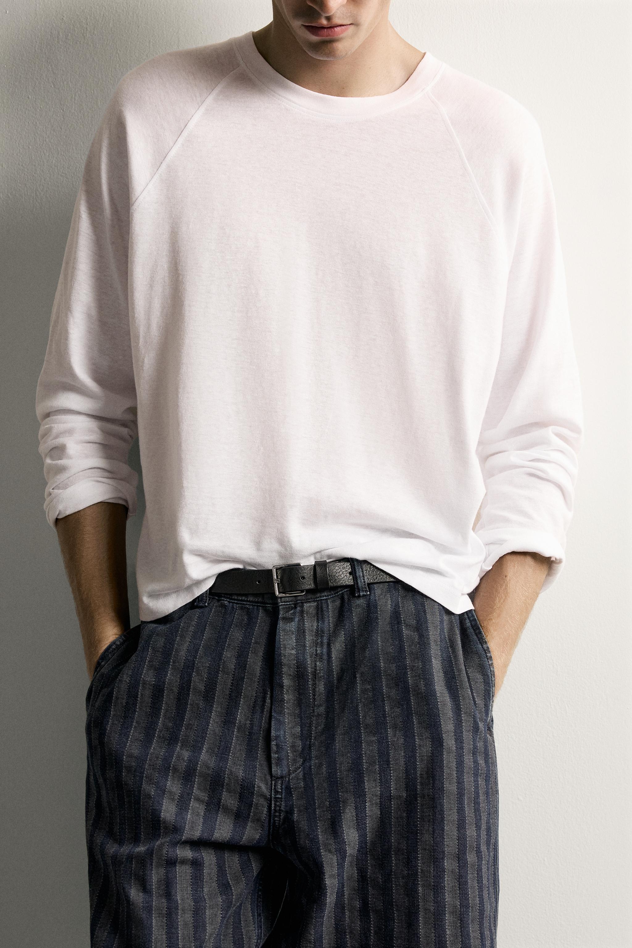 Мужские джинсы Zara STRIPED RELAXED-FIT CHINOS — фото 5