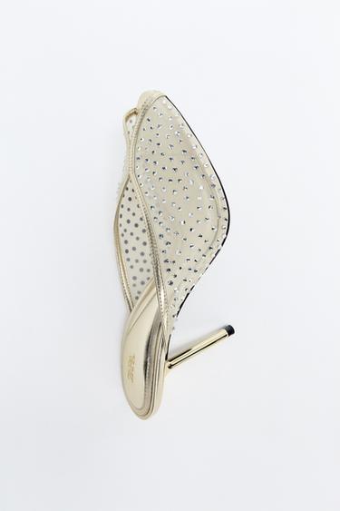 صندل شبكي بلمعات - ذهبي الخاص بـ Zara