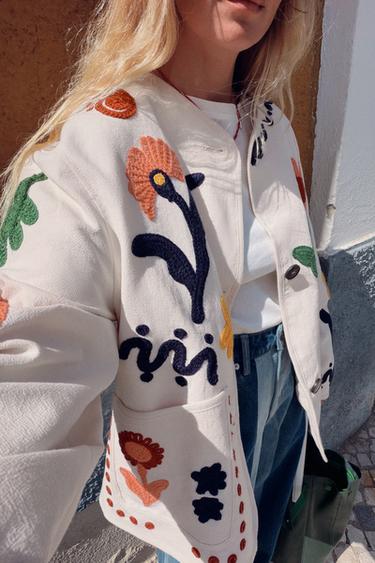 FLORAL EMBROIDERY JACKET - Ecru by Zara