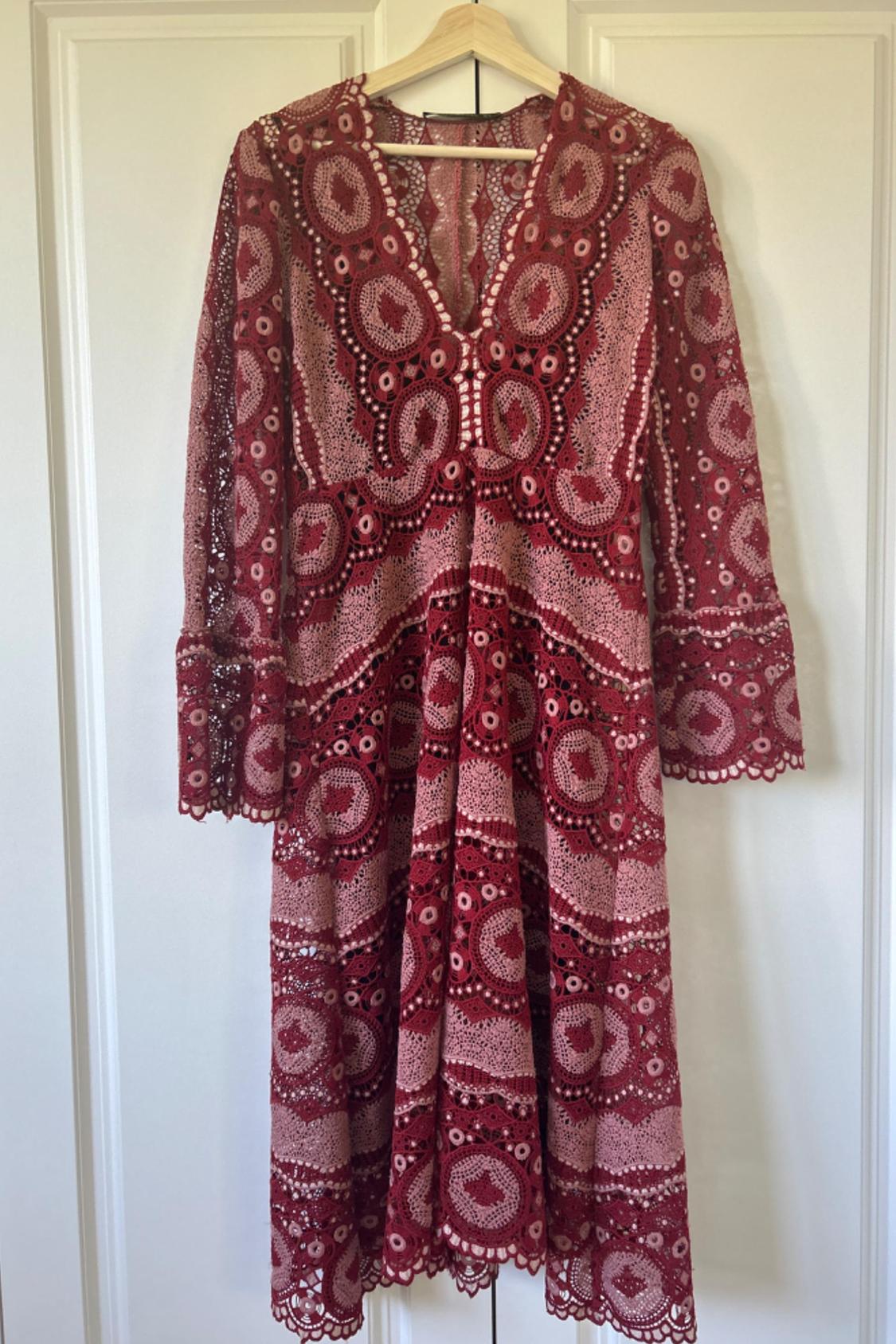 MIDI DRESS WITH EMBELLISHED LACE
