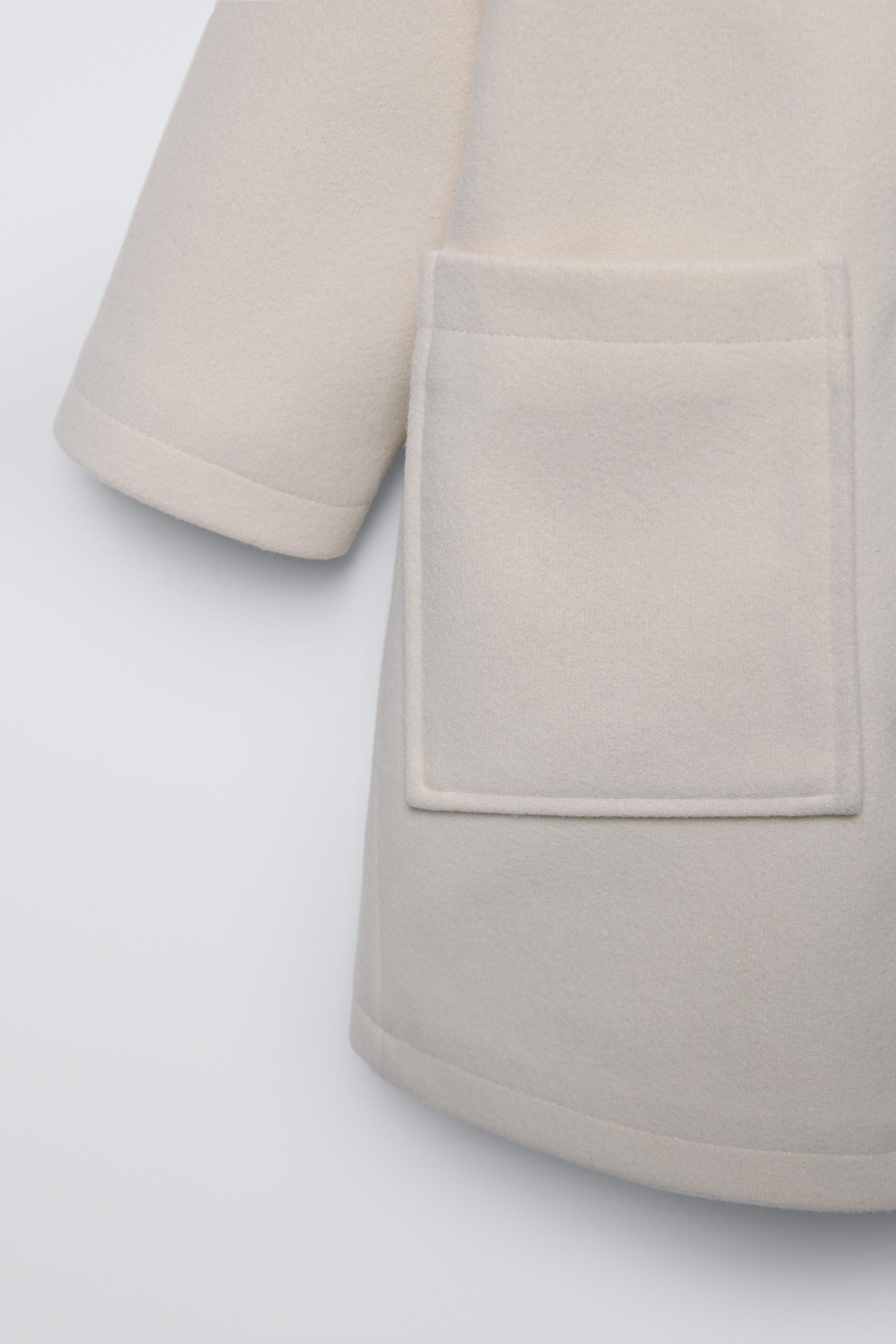 刺繍入り襟付きコート - エクリュ | ZARA Japan / 日本