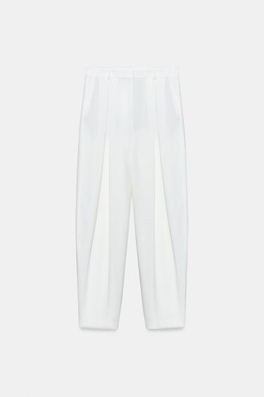 PANTALÓN FLUIDO PINZAS ZW COLLECTION - Blanco roto de Zara