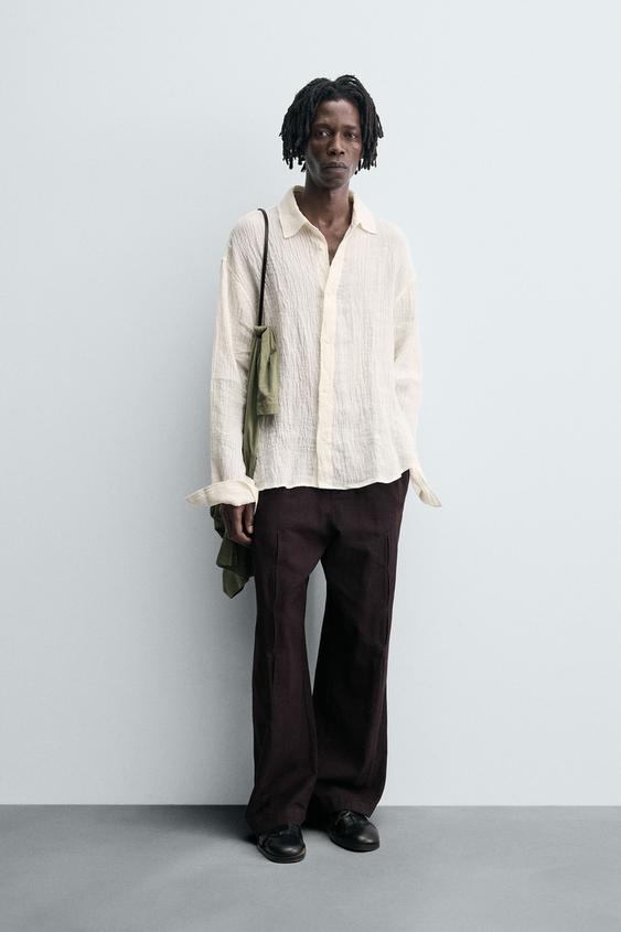 100% CRINKLED LINEN SHIRT