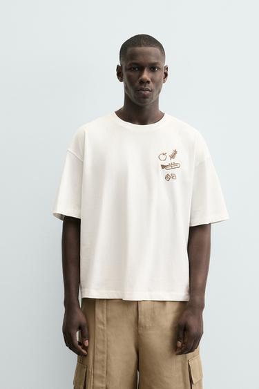 CAMISETA RELAXED FIT - Branco-marfim da Zara