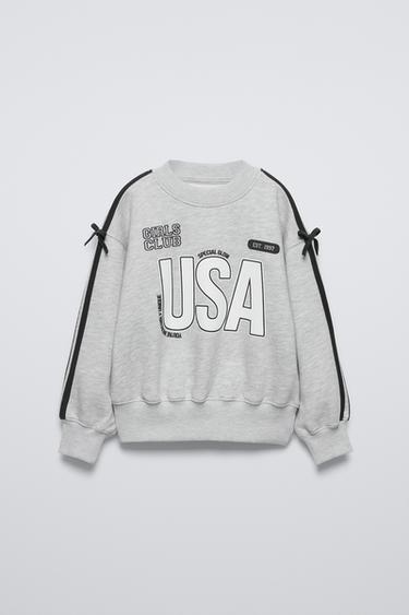 SWEATSHIRT WITH BOW PRINT - Grey marl by Zara
