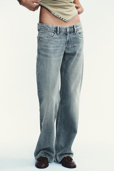 TRF LOW-RISE WIDE-LEG JEANS - Blue / Grey by Zara