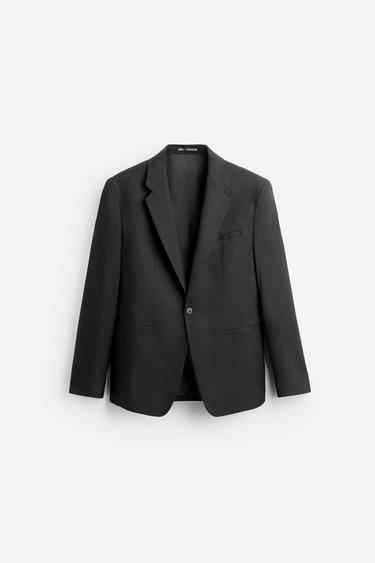 Zara TEXTURED SUIT JACKET - Black