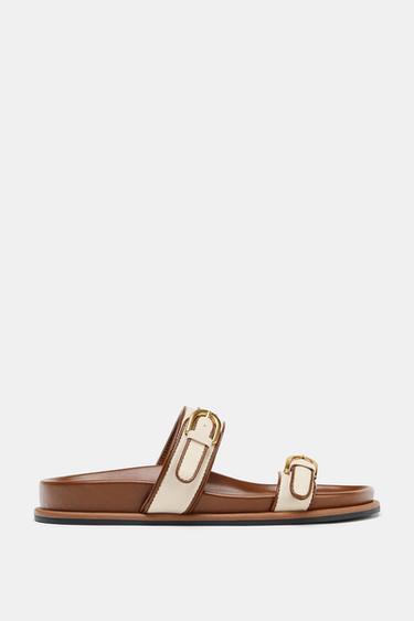 STRAPPY BUCKLE SANDALS - Brown by Zara