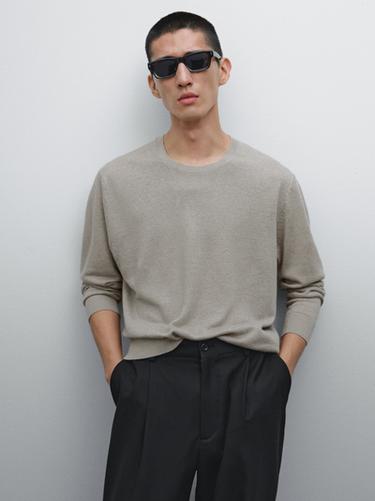 Zara Lightweight 100% linen knit sweater - GREENISH