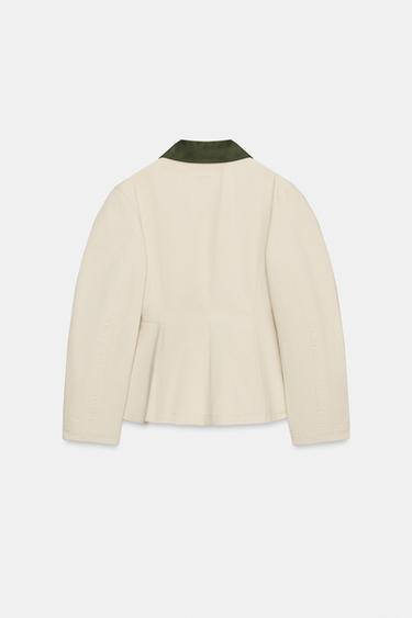 BLOUSON COL CONTRASTANT À BASQUE - Blanc ivoire de Zara - Image 6