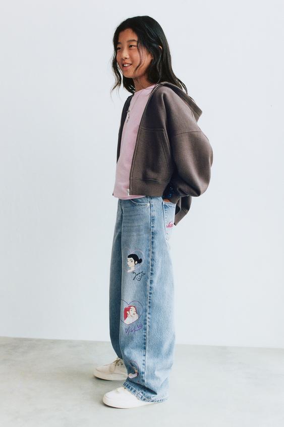 Zara KPOP DEMON HUNTERS™ NETFLIX © WIDE LEG JEANS - Blue - Image 0