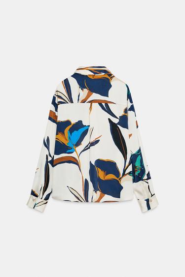 CHEMISE SATINÉE À IMPRIMÉ FLORAL - Multicolore de Zara - Image 6