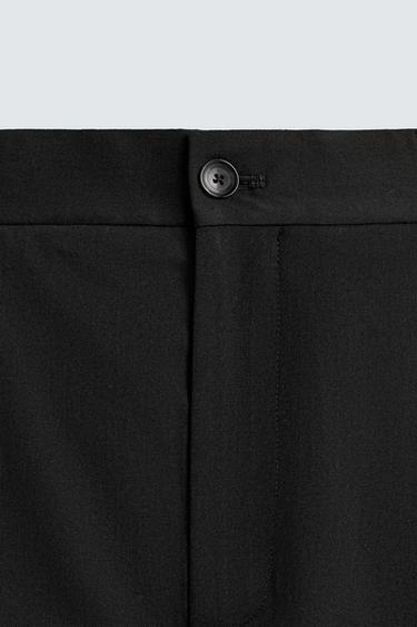 PANTALON REGULAR FIT EN LAINE SANS REPASSAGE - Noir de Zara - Image 7