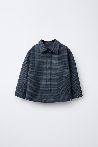 CAMISA CALENTITO CUADROS - Azul de Zara