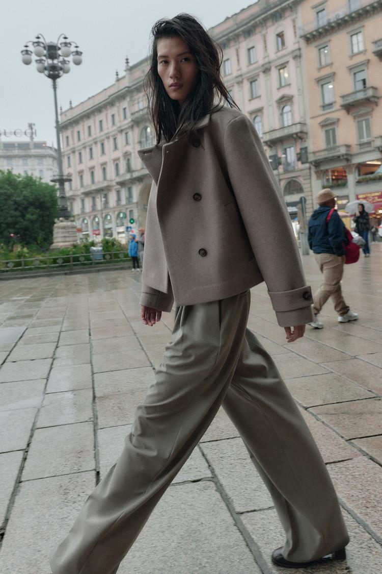 HIGH-COLLAR JACKET camel ZARA United Kingdom