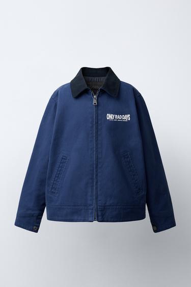 EMBROIDERED TEXT JACKET - Bluish by Zara