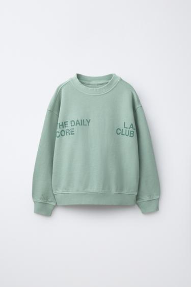 SUDADERA ESTAMPADA TEXTO - Verde agua de Zara