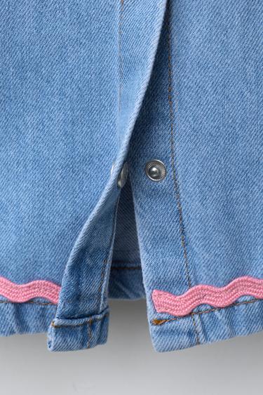 ROBE EN DENIM À COL CLAUDINE - Bleu de Zara - Image 3