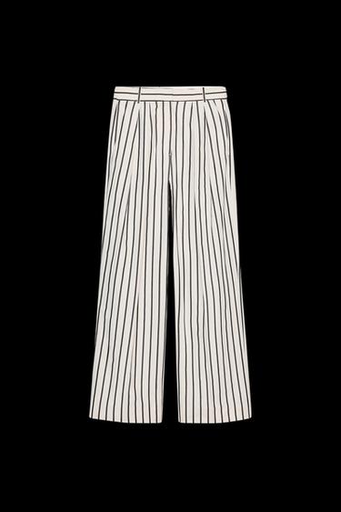 PANTALÓN PINZAS RAYAS ZW COLLECTION - Marino / Blanco de Zara