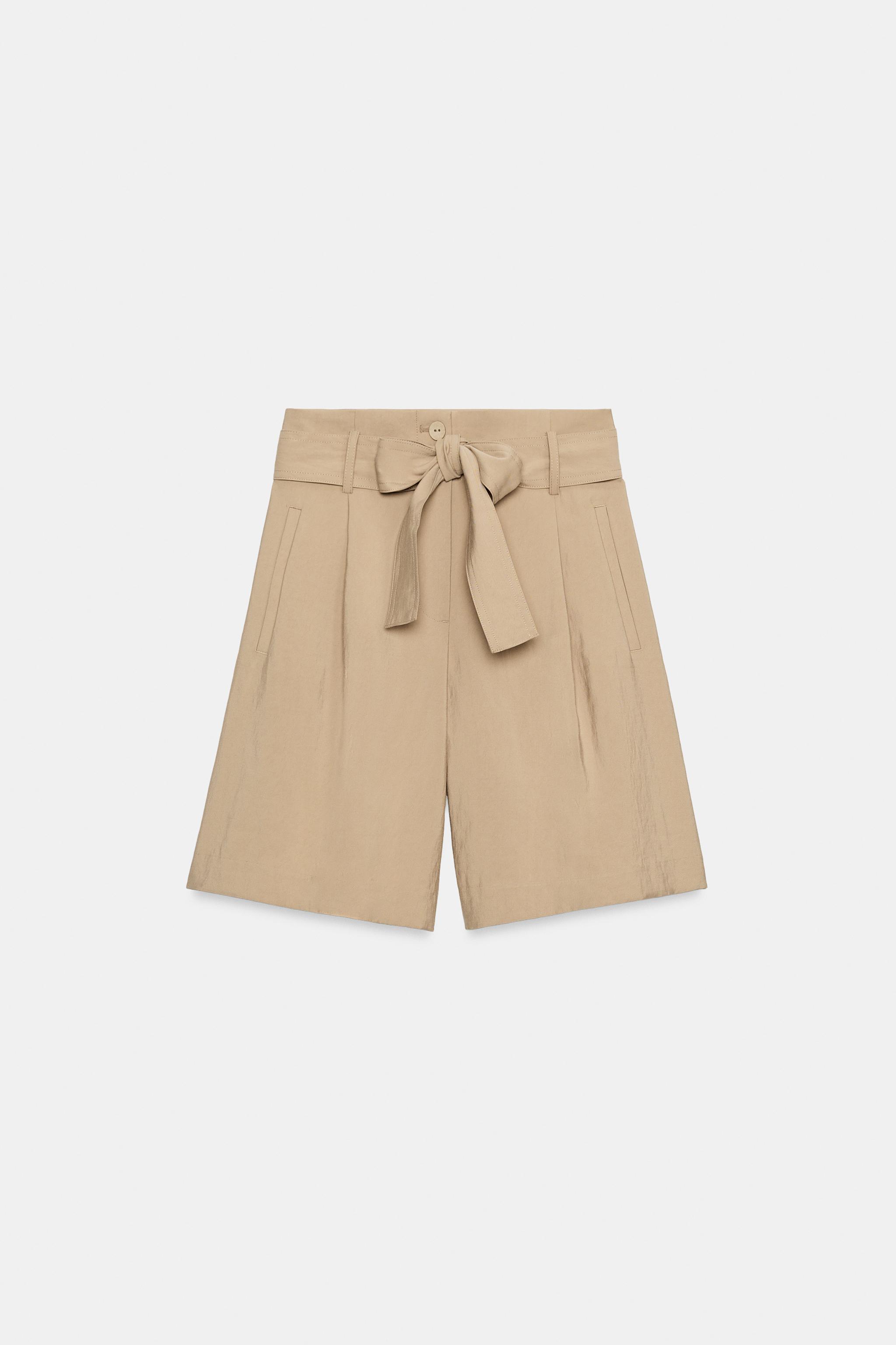 Женские шорты Zara TIE-BELT SHORTS — фото 6