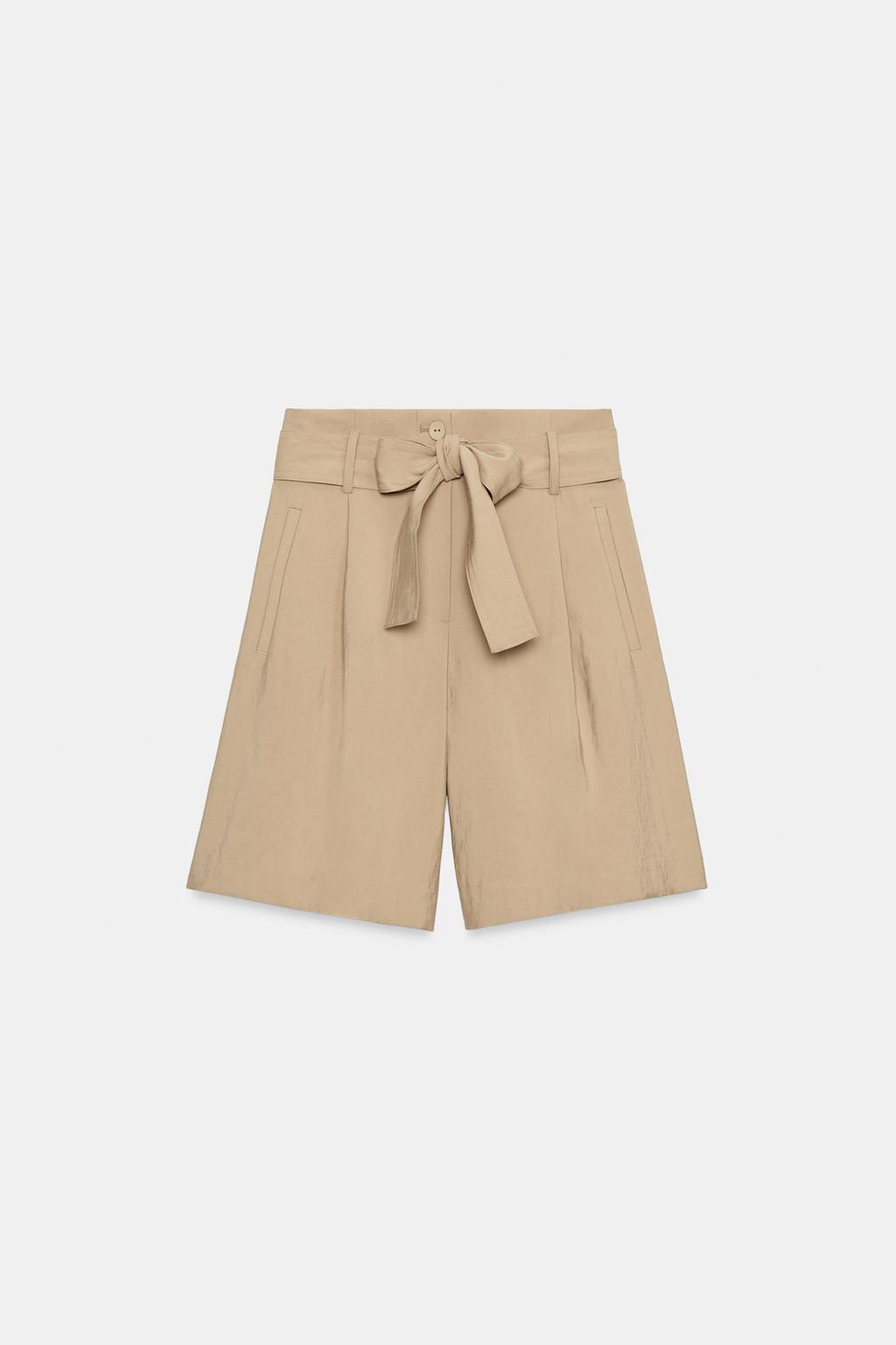 TIE-BELT BERMUDA SHORTS