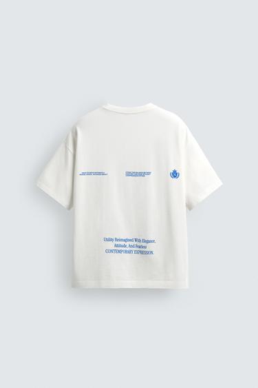 CONTRAST PRINTED SLOGAN T-SHIRT - White by Zara - Image 7