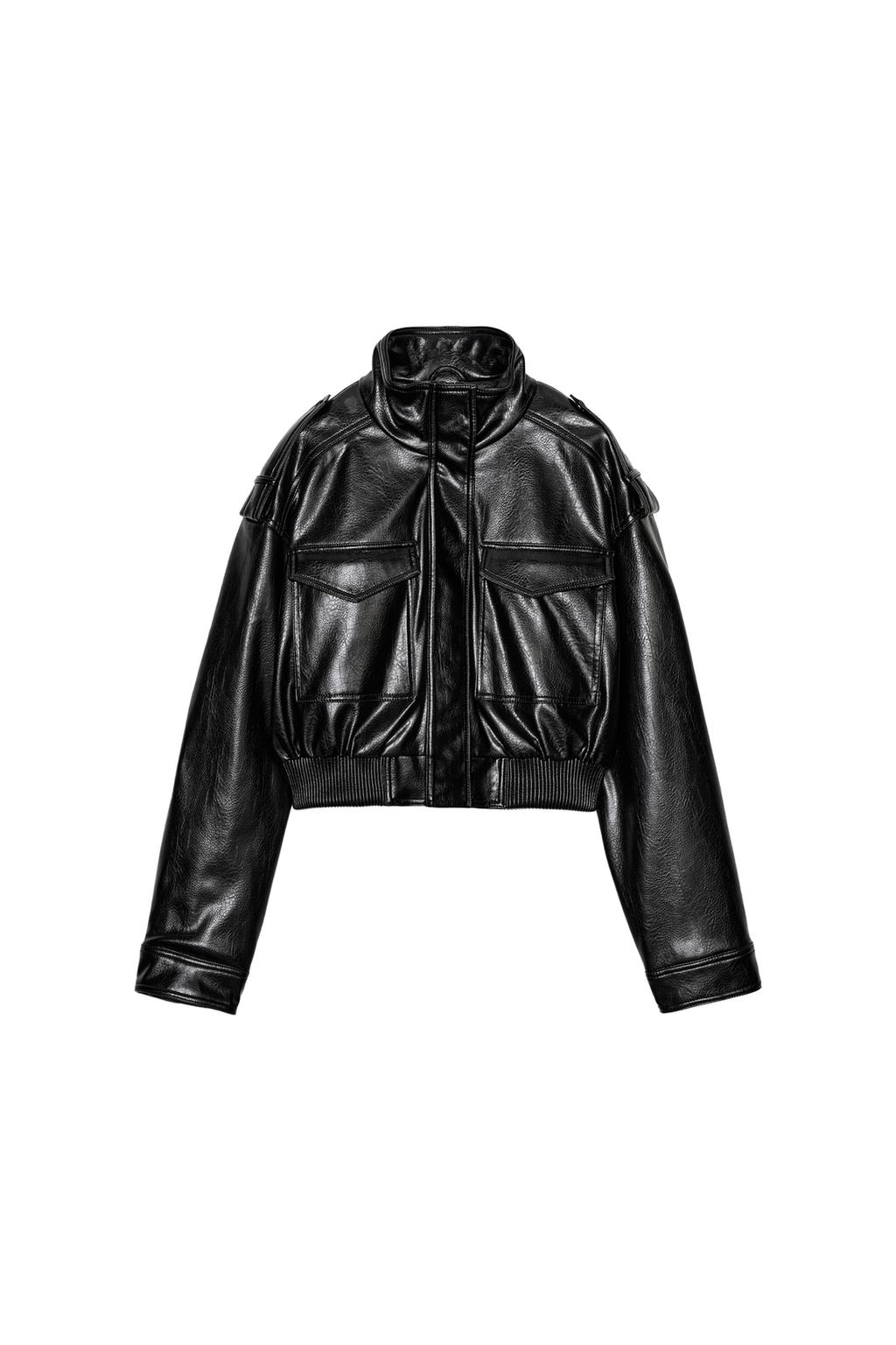 FAUX LEATHER JACKET WITH TABS - image 3