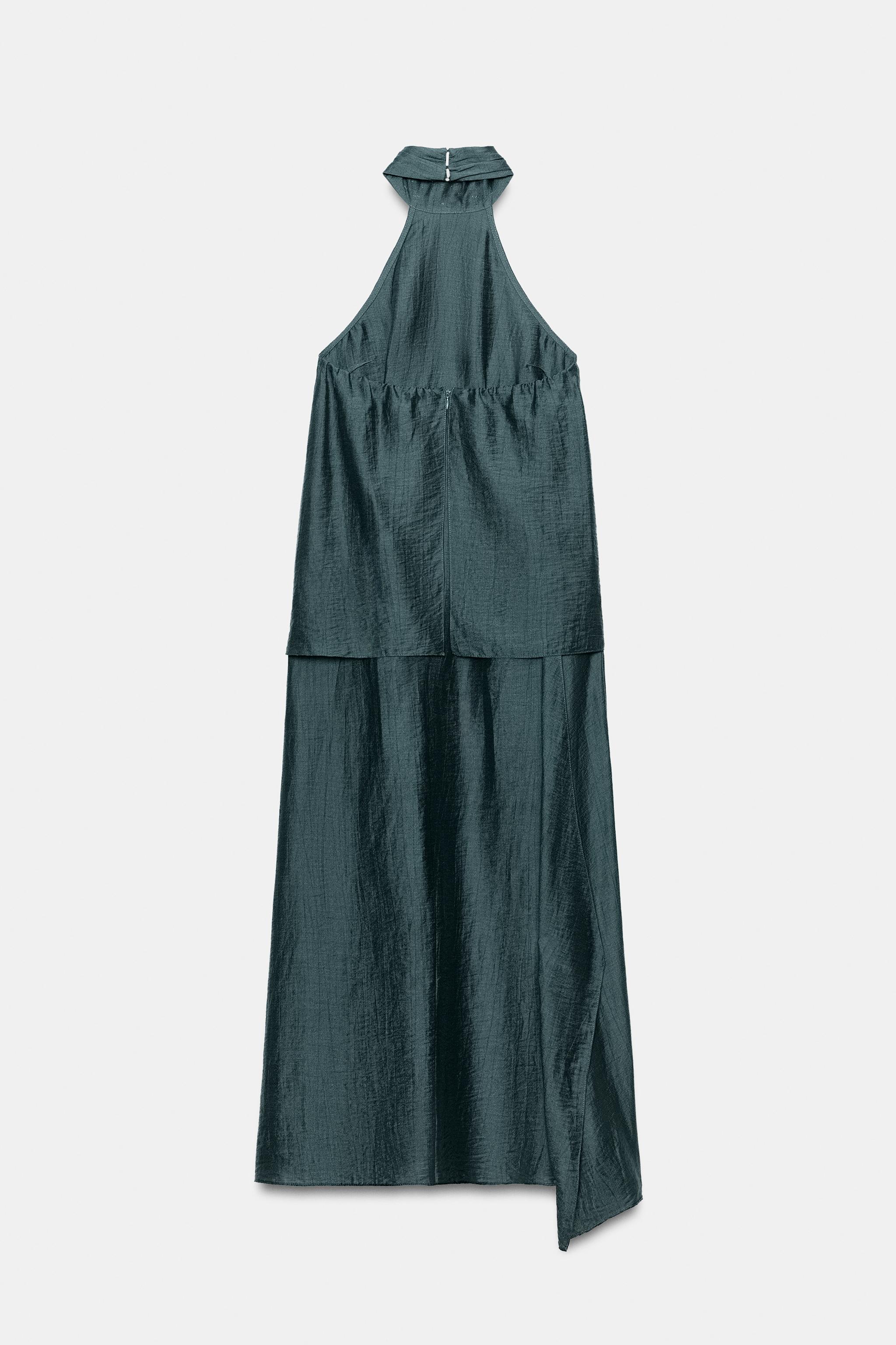 LINEN HALTER MIDI DRESS